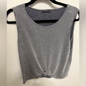 Ava James ladies L  Navy and White Striped Tank Top